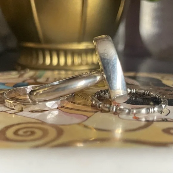 Australian Opal Sterling Silver Ring with Stacking Rings new - Picture 5 of 9